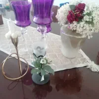 جا شمعی سه تایی نو وگل گلدون وجا شمعی فلزی