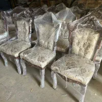 مبل استیل 7 نفره با میز غذاخوری 10 نفره وجلو مبلی