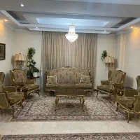 مبلمان استیل ورق طلا ۷ نفره همراه ناهارخوری