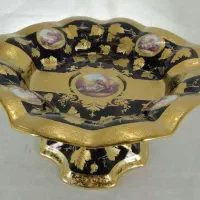 ظروف پذیرایی پایه شیرینی میوه سرمه ای لمونژ طلاکوب