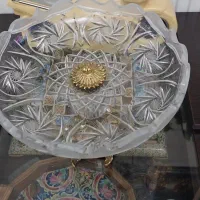 فروش میوه خوری کریستال خورشیدی پایه برنز کاملا نو