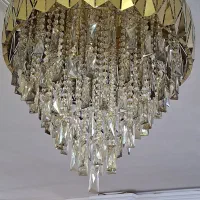 لوستر کریستال الماسی طلایی ۸۰ سانت