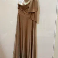 لباس مجلسی بلند ساتن نسکافه ای