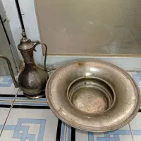 آفتابه لگن برنجی مهردار قدیمی عتیقه لعاب دار|صنایع دستی و سایر لوازم تزئینی|اصفهان, شیخ اشراق|دیوار