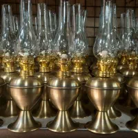 چراغ مسی برنجی انتیک قلم و ساده