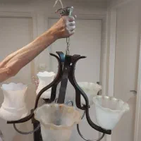 لوستر ۵ شاخه چوبی صحیح وسالم درحدنو|لوستر و چراغ آویز|تهران, جمالزاده|دیوار