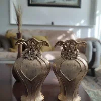 دوعددگلدان دکوری طلایی