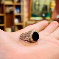 انگشتر دست ساز عقیق سیاه