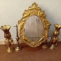 آینه و شمعدان برنجی قدیمی|آینه|تهران, خلیج فارس|دیوار