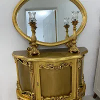 اینه کنسول چوب روکش وزق طلا