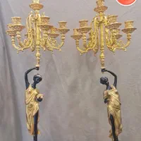یک جفت شمعدان برنزی|مجسمه، تندیس، ماکت|تهران, خزانه|دیوار