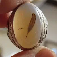 انگشتر نقره دستساز لسانی قلمزنی سنگ شجر