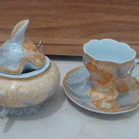 یک دست فنجان ونلبکی همراه با قندان،نو