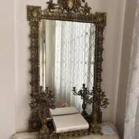 آینه و شمعدان جنس برنجی برنزی سنگین