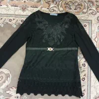 بلوز مجلسی کارشده با گیپور سایز ۴۴تا ۴۶