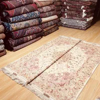 جفت قالیچه ۵۰ رج چله ابریشم مارکدار تبریز|فرش|تهران, سلسبیل جنوبی|دیوار
