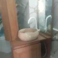 ست روشویی و آینه همراه با شیر و شیلنگ کامل