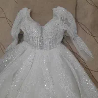 لباس عروس دنباله دار عربی پرکار و شیک