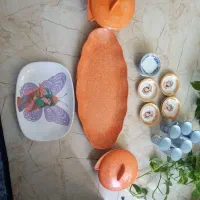 فنجان گل پنبه نو، نعلبکی نو، دیس، سه تیکه انتیک