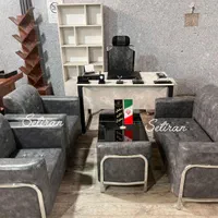 مبلمان اداری تک نفره سزار سه نفره چرم براق|دفتر کار|میانه, |دیوار