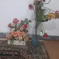 گلدان شیشه وسبد گل