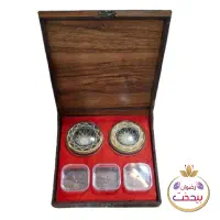 پک زعفران کادویی با ظرف خاتم ظرف طلقی مارال یاقوت