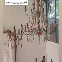 لوستر و شمعدان چوبی