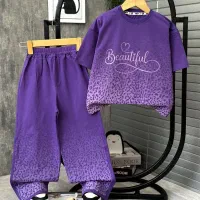 لباس دخترانه با شلوار بگ جنس پنبه برای ۵تا۹سال