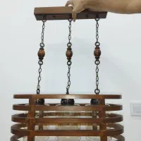 لوستر چوبی سه شعله