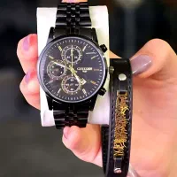 ست ساعت و دستبند چرمی