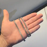 ست گردنبند و دستبند زنجیر مردانه مکعبی دو وجه