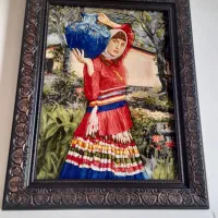 باسلام‌تابلو‌فرش‌دست‌بافت‌دختر‌کوزه‌به‌دوش‌‌