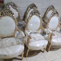 مبلمان تاج دار طلایی مبل استیل ریز منبت فوق‌العاده|مبلمان خانگی و میز عسلی|فردیس, شهرک شهید حسینی|دیوار