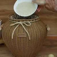 سطل برنج دست بافت با پارچه داخل