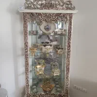 ویترین چوبی وساعت ایستاده چوبی و آینه کنسول چوبی