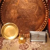 سینی مسی قلم کاری وسایل آنتیک وکلکسیونی