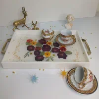 سینی تمام رزین لبه دار باغ گل|ظروف سرو و پذیرایی|رفسنجان, |دیوار