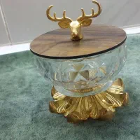 قندان شیشه ای چوبی