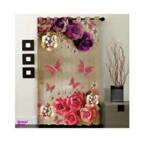 پرده شیک طرح گل و پروانه