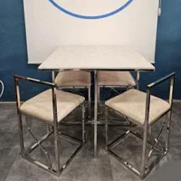 میز غذا خوری نهار خوری مربع فلزی ۴ چهار نفره کمجا|میز و صندلی غذاخوری|آفتاب, |دیوار