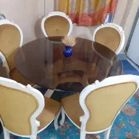حراج ناهارخوری۶نفره شیک و سفارشی،چوب و پارچه خارجی