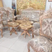 مبل سلطنتی ۹ نفره تمام چوب راش تمام منبت‌کاری شده