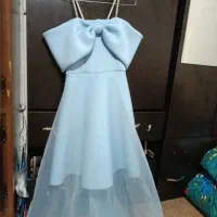 لباس مجلسی آبی فیروزه ای بلند