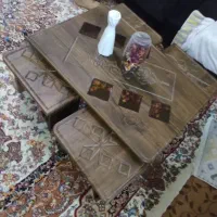 ست میز پذیرایی و چهار عدد گل میز تمیز سالم