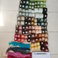 نخ و نقشه منظره با دار قالی چله کشی شده|تابلو فرش|قم, شاه ابراهیم|دیوار