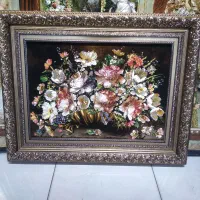 تابلو فرش گلدان مسی