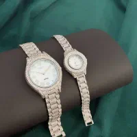 ساعت ست نقره زنانه مردانه اعیانی جواهری ژاپن موتور