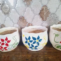 سه عدد گلدان سرامیکی گل برجسته سایز بزرگ|صنایع دستی و سایر لوازم تزئینی|کنگاور, |دیوار