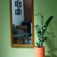 تخت ۴ شکن، سرشور آرایشگاهی، آینه کنبدی چوبی با نور|آرایشگاه و سالن‌های زیبایی|کیش, |دیوار