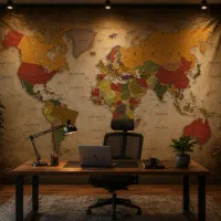 بکدراپ پارچهای نقشه جهان-خرید اقساطی-قابل شستشو
